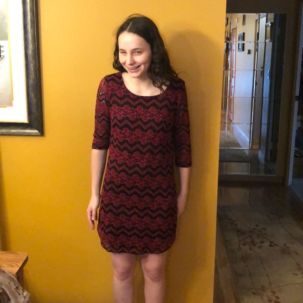 Red and black lace BeBop dress M